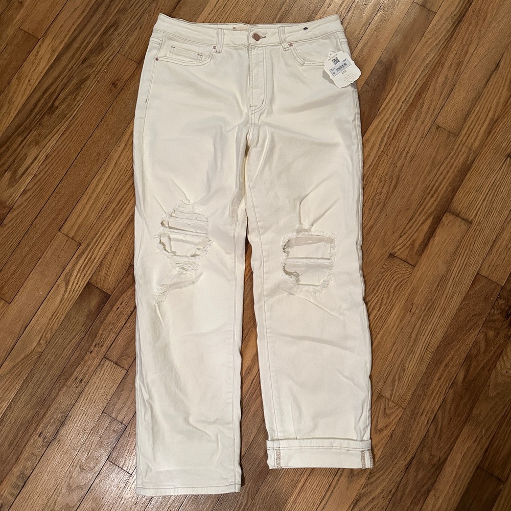 NWT Altar’d State Cream Distressed Jeans